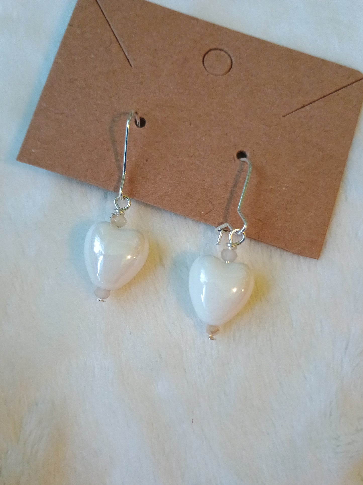 Pearly White Heart Earrings