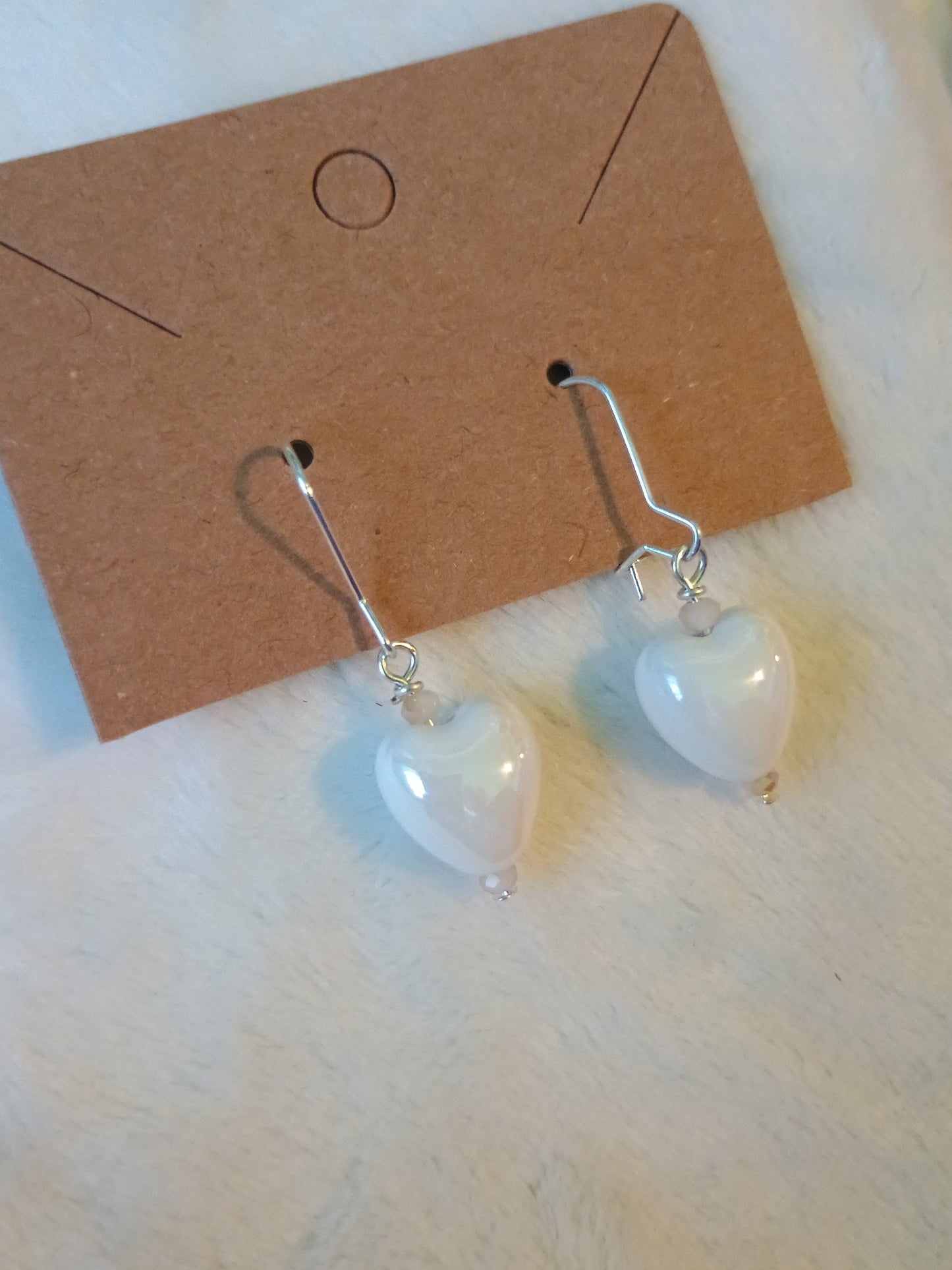 Pearly White Heart Earrings