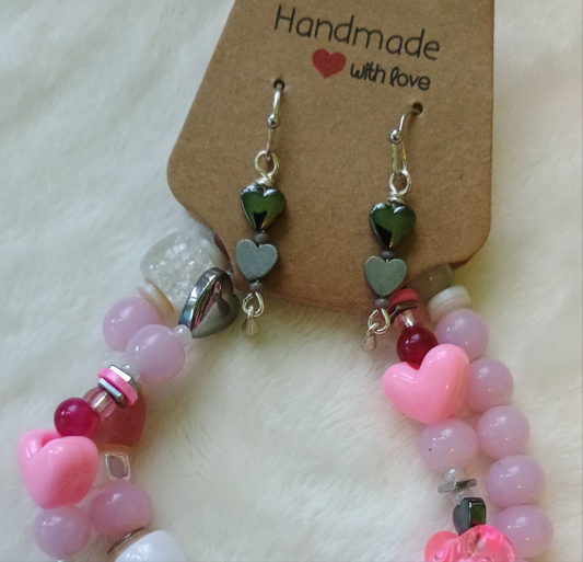 Rose Quartz Bracelets & Earrings Bundle Valentine's Day Collection