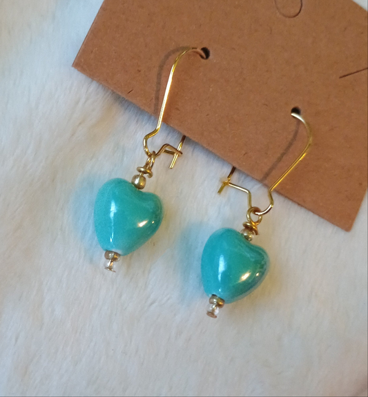 Aqua Blue Waters Heart Earrings