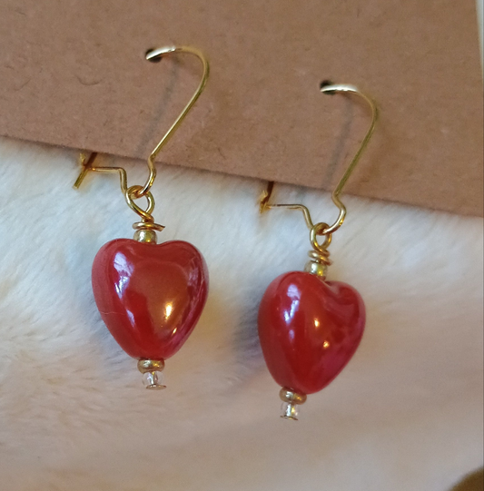 Ruby Red Heart Earrings