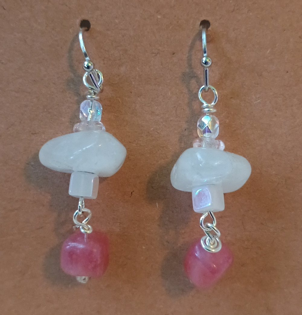 Rose Quartz Natural Crystal Earrings