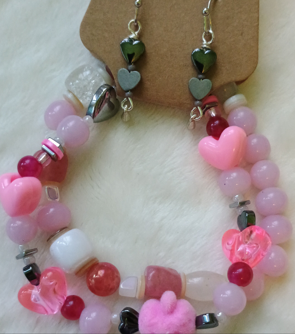 Rose Quartz Bracelets & Earrings Bundle Valentine's Day Collection