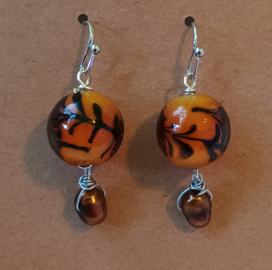 Earthy Orange Dangle Earrings