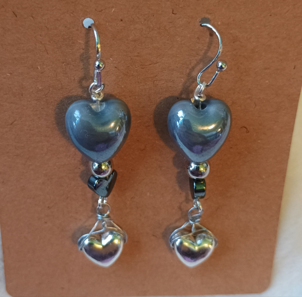 Intergalactic Grey Heart Earrings