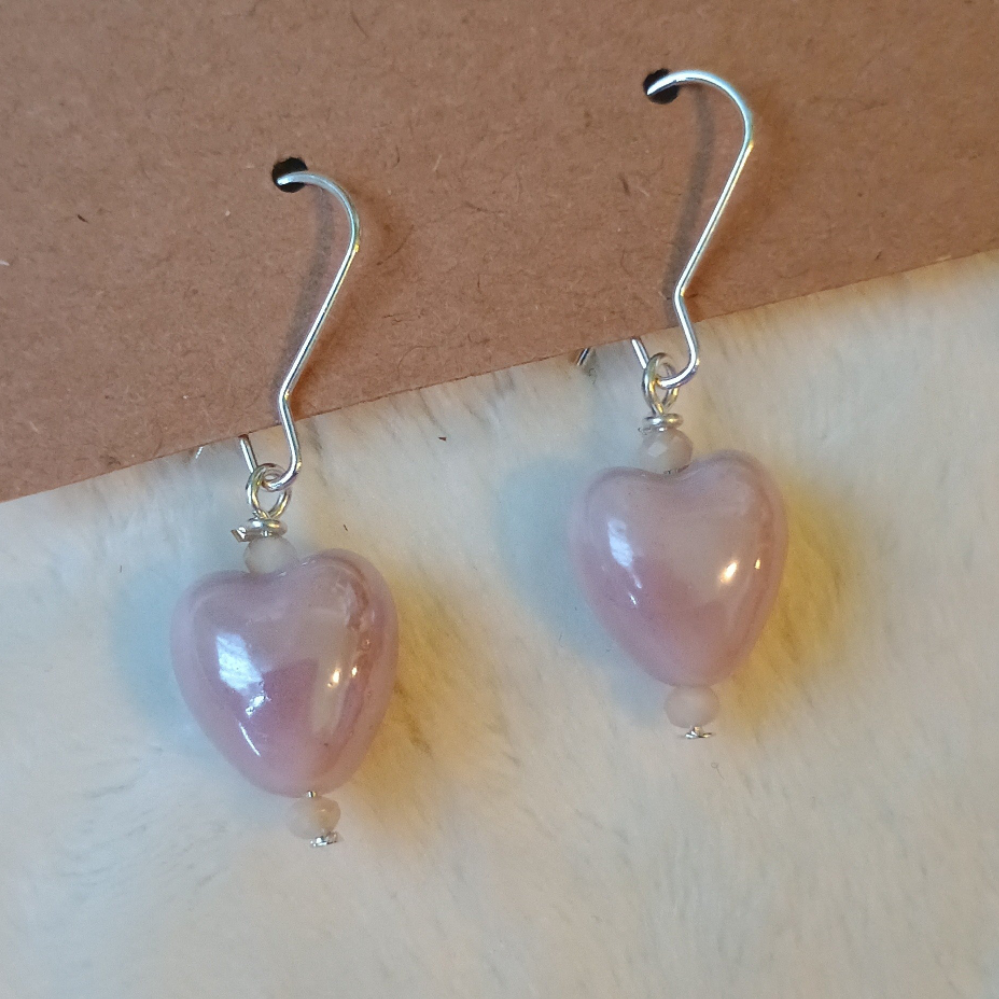 Lavender Heart Earrings