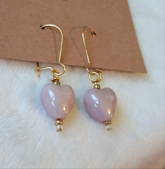 Lavender Heart Earrings