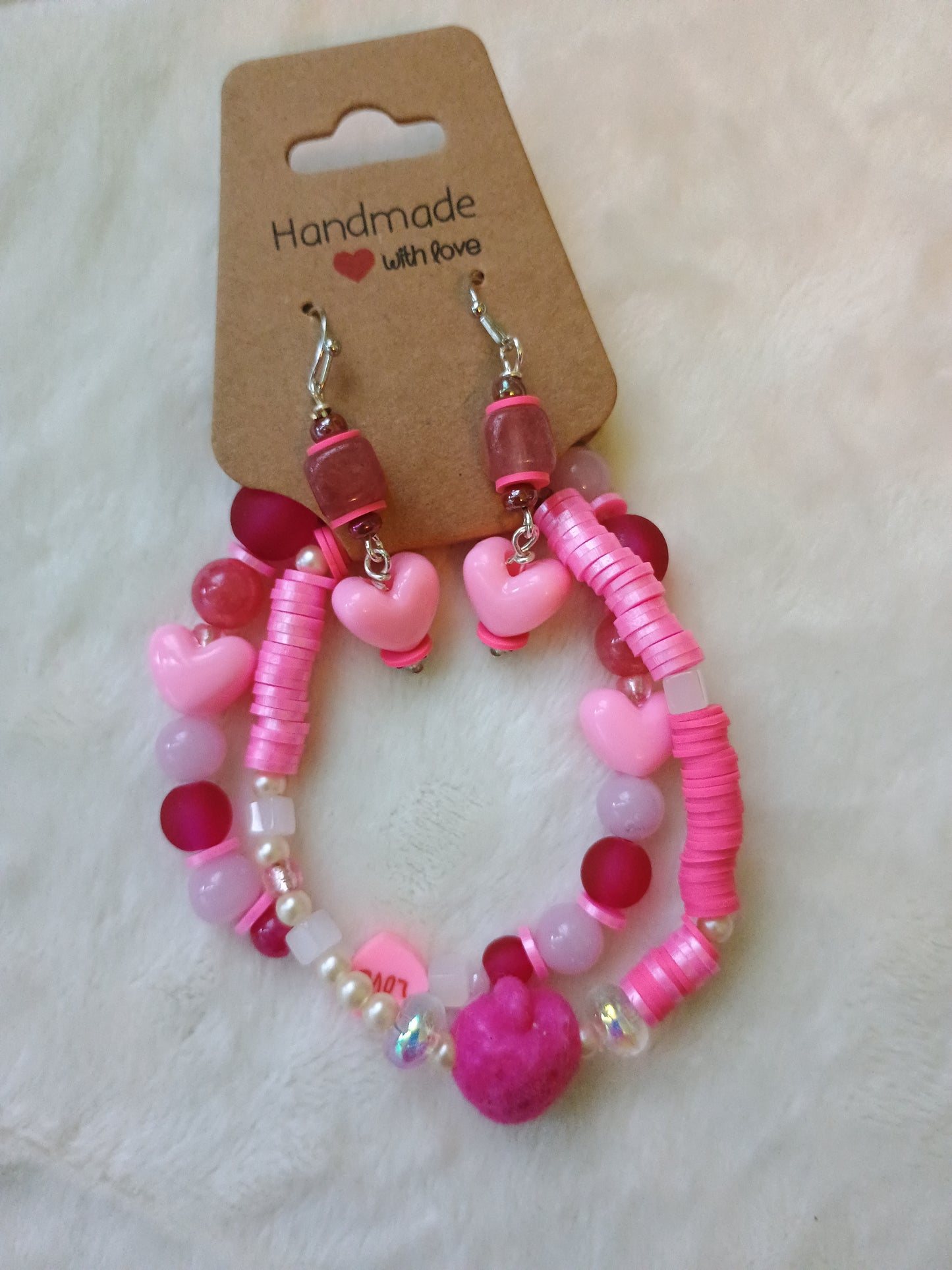 Rose Quartz, Strawberries, and Cream ~ Bracelets & Earrings Bundle