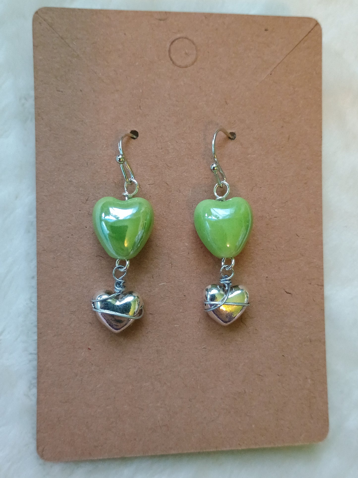 Fields and Meadows Green Heart Earrings