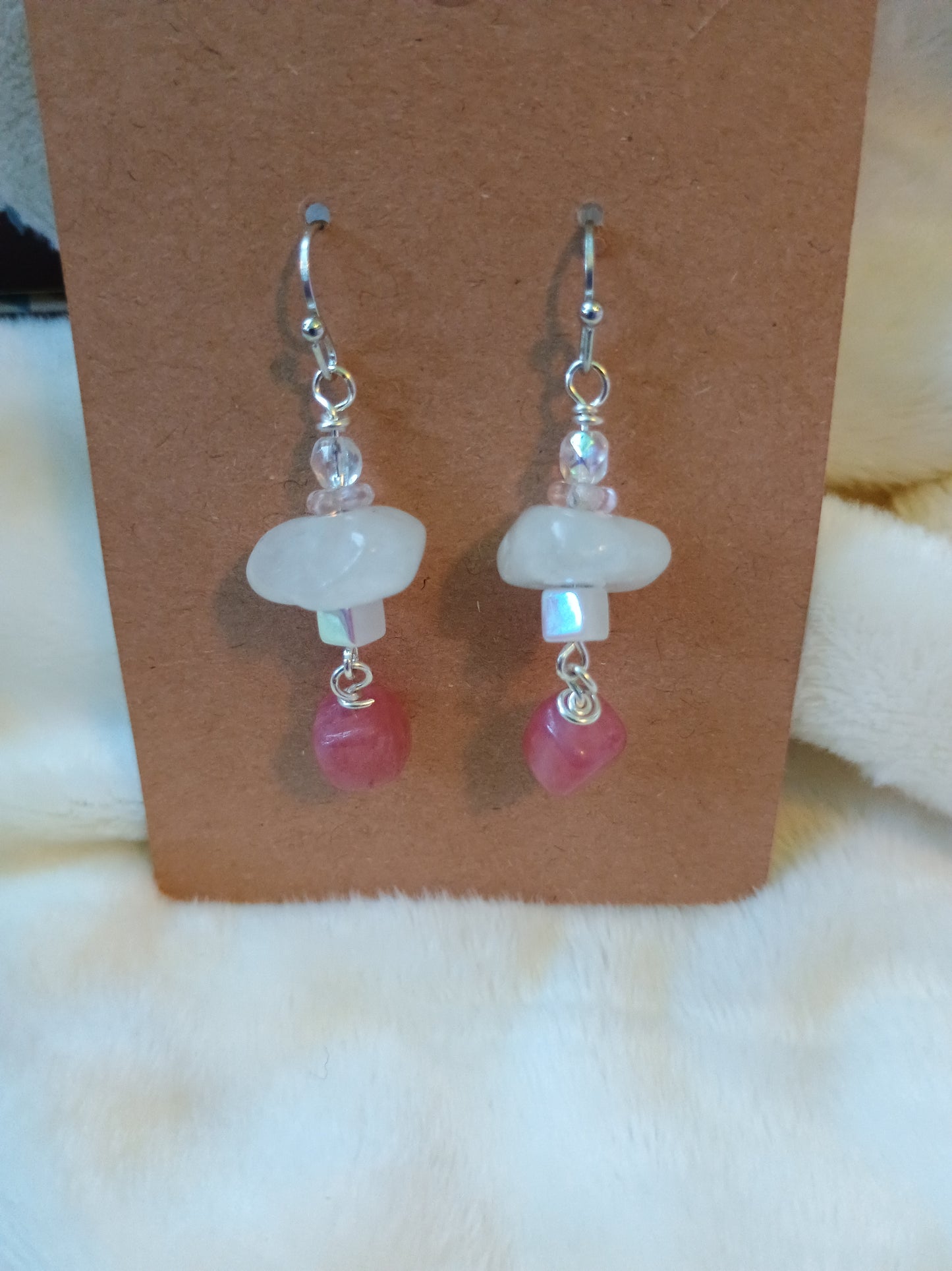 Rose Quartz Natural Crystal Earrings