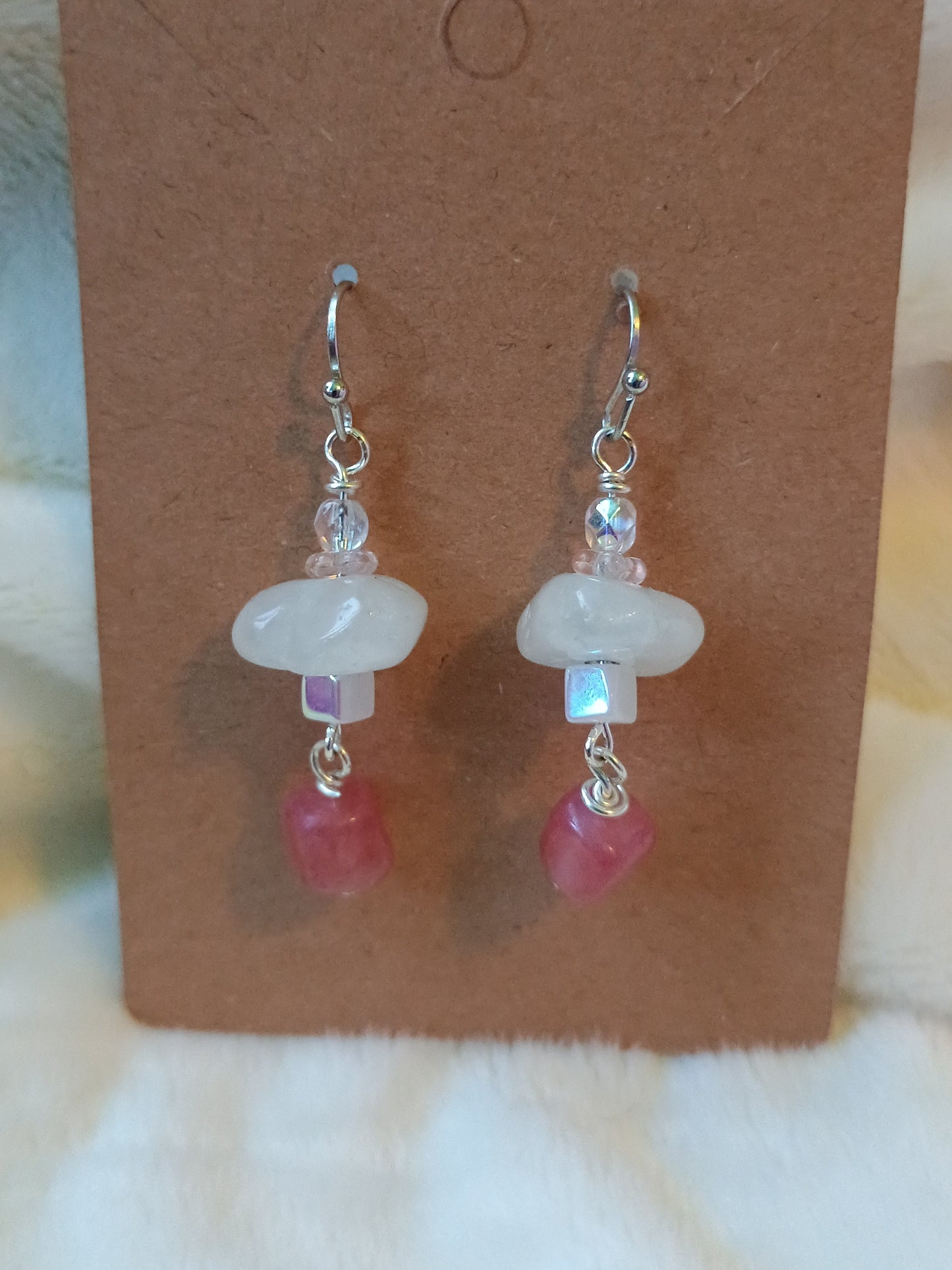 Rose Quartz Natural Crystal Earrings