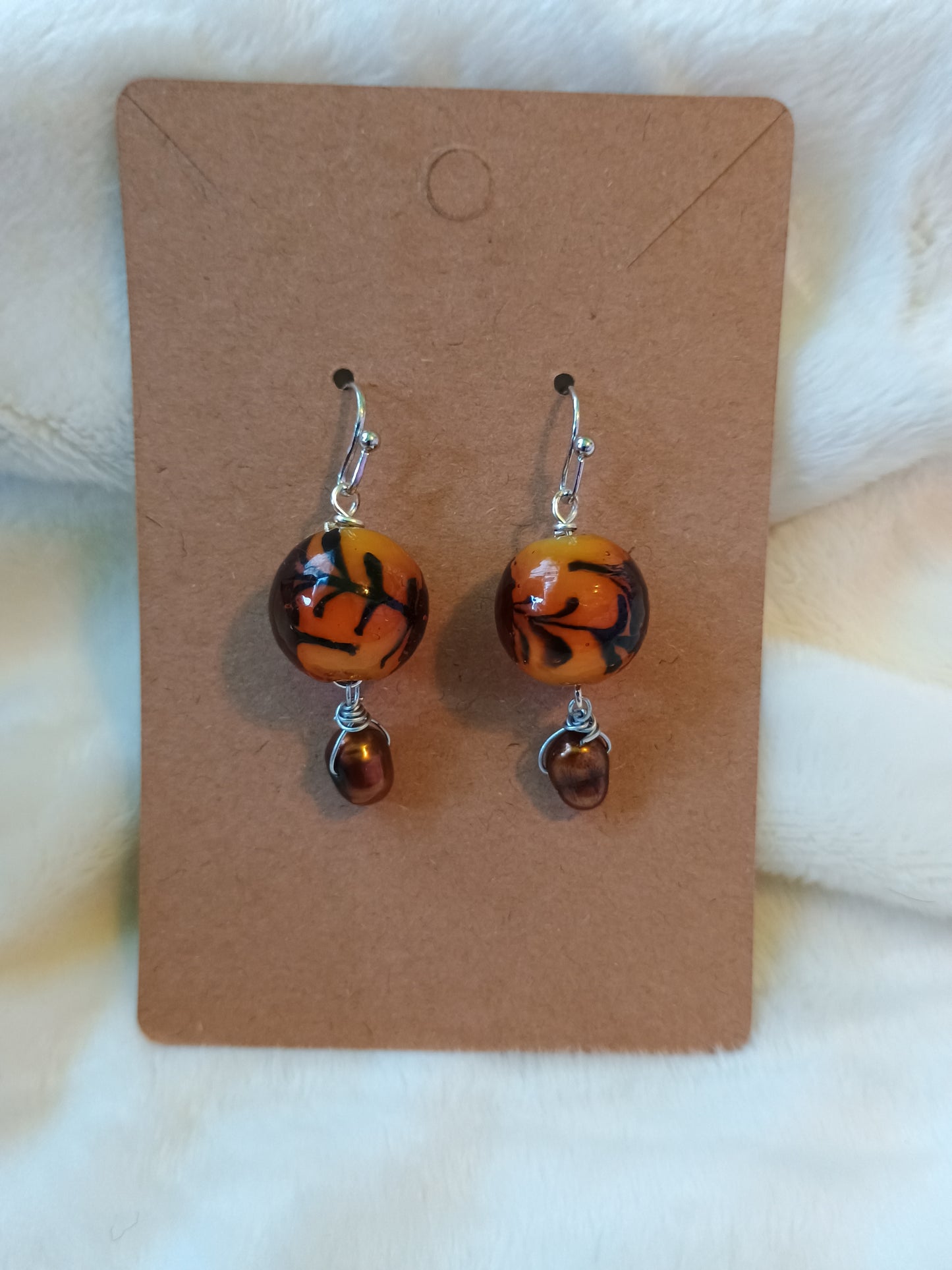 Earthy Orange Dangle Earrings