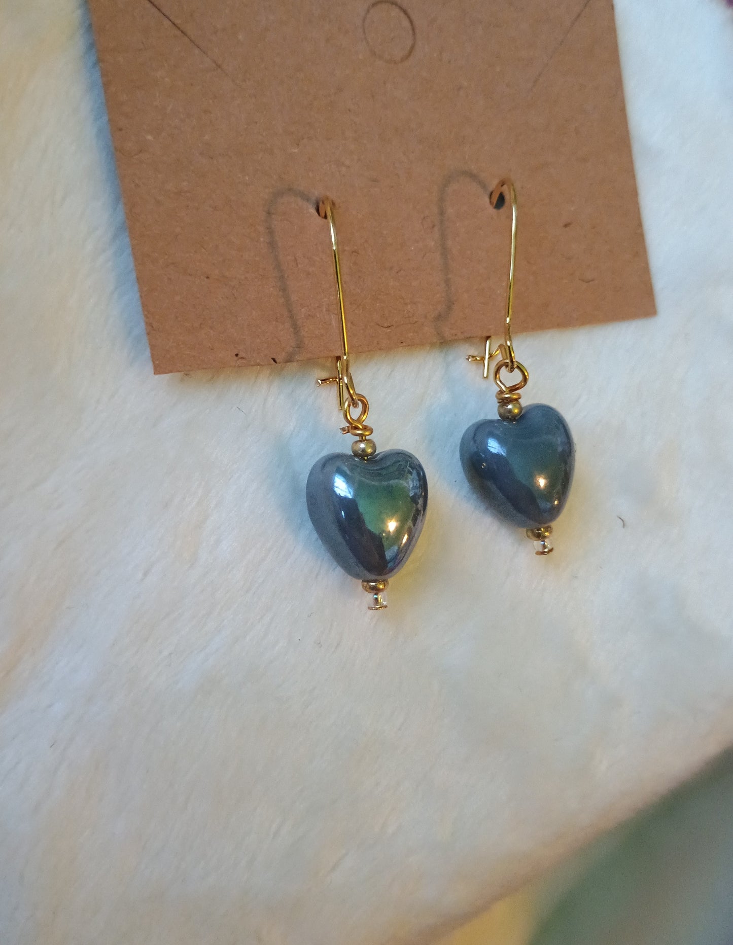 Intergalactic Grey Heart Earrings