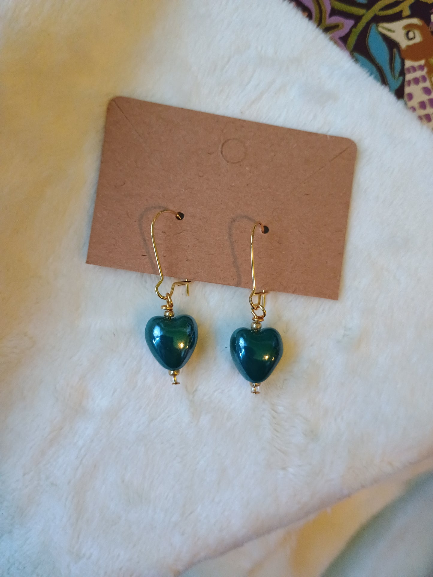 Deep Teal Heart Earrings