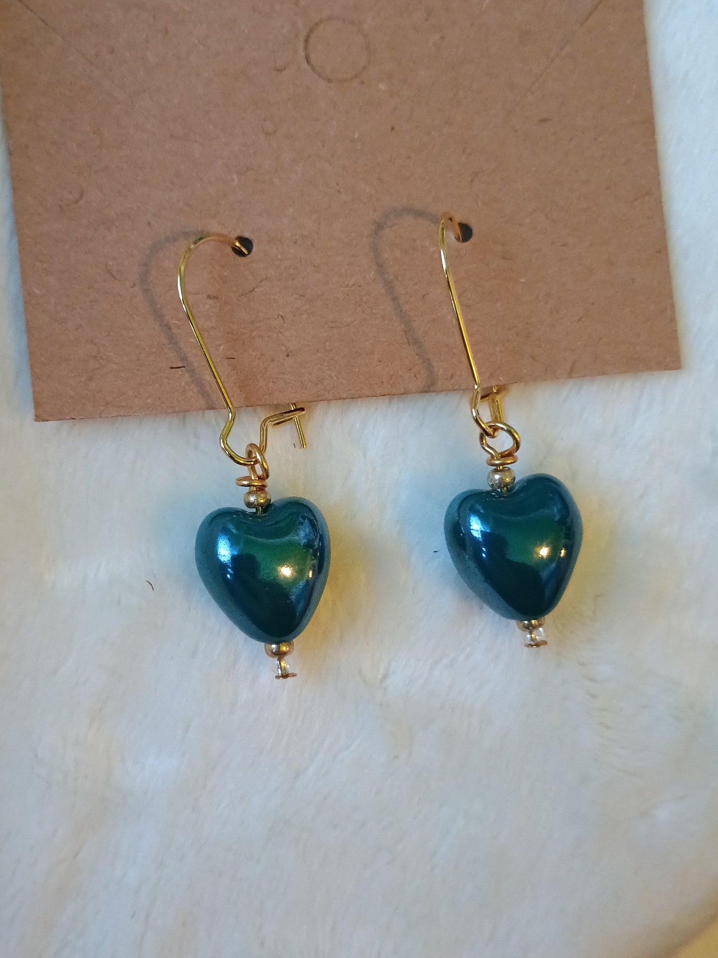 Deep Teal Heart Earrings