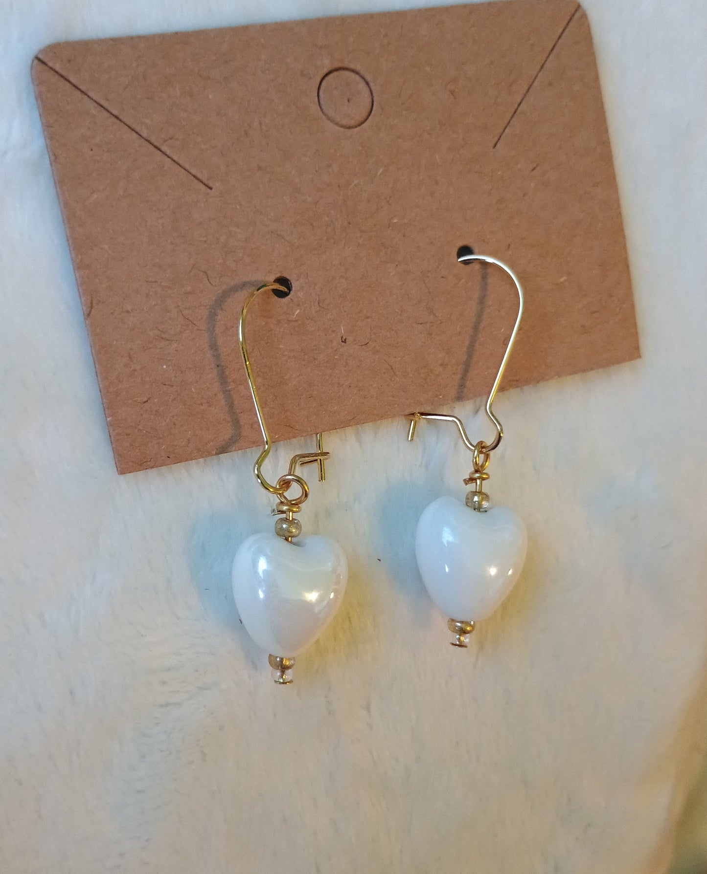 Pearly White Heart Earrings