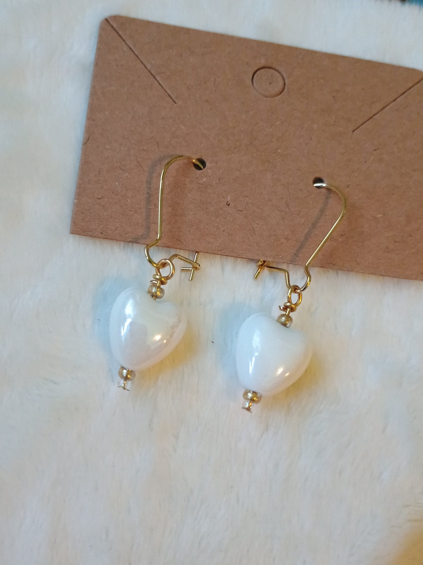 Pearly White Heart Earrings