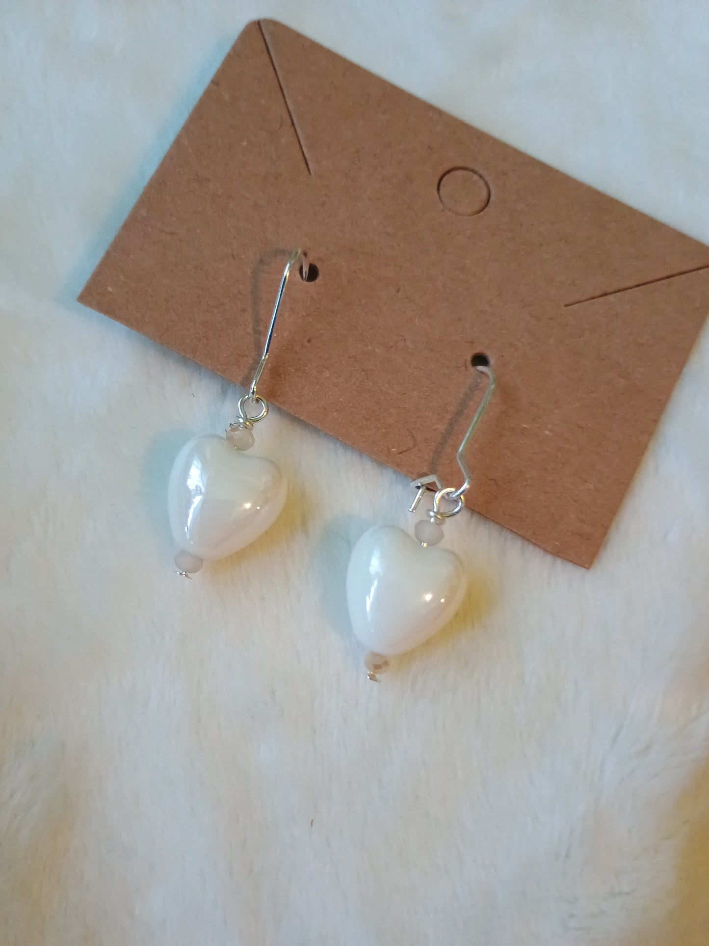 Pearly White Heart Earrings