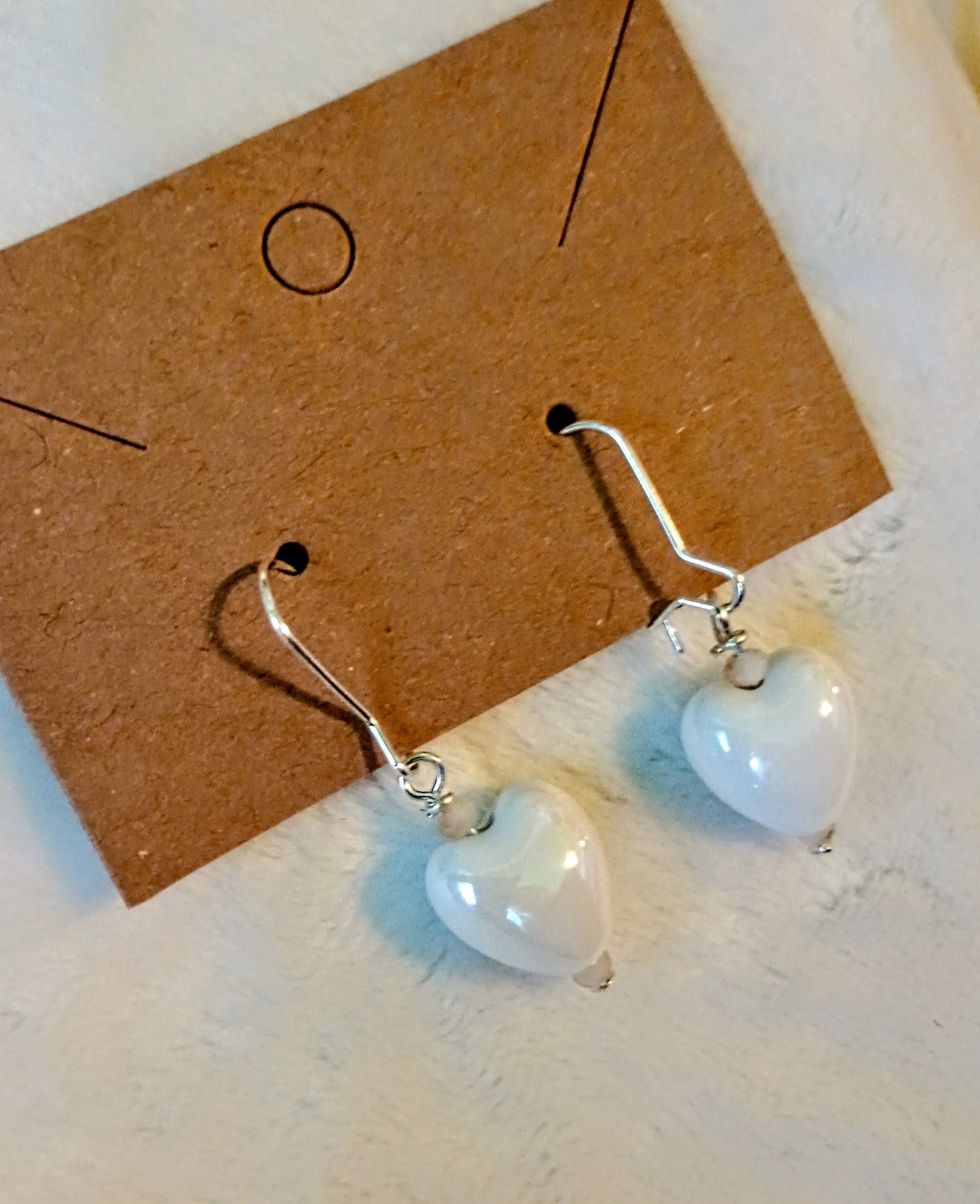 Pearly White Heart Earrings