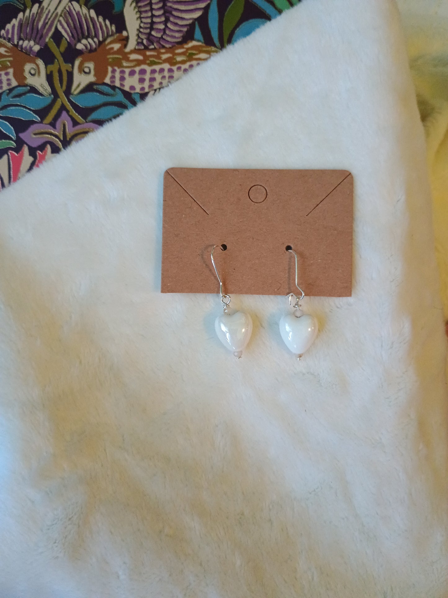 Pearly White Heart Earrings