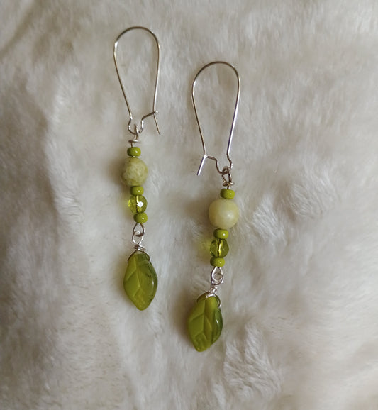 Lemon Jade Leaf Earrings