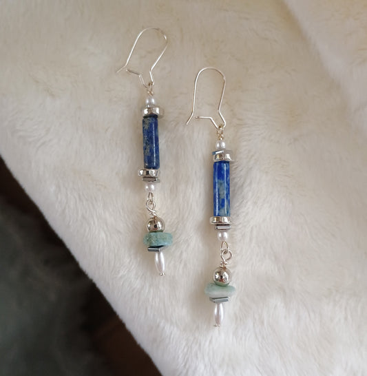 Lapis Lazuli and Larimar Earrings